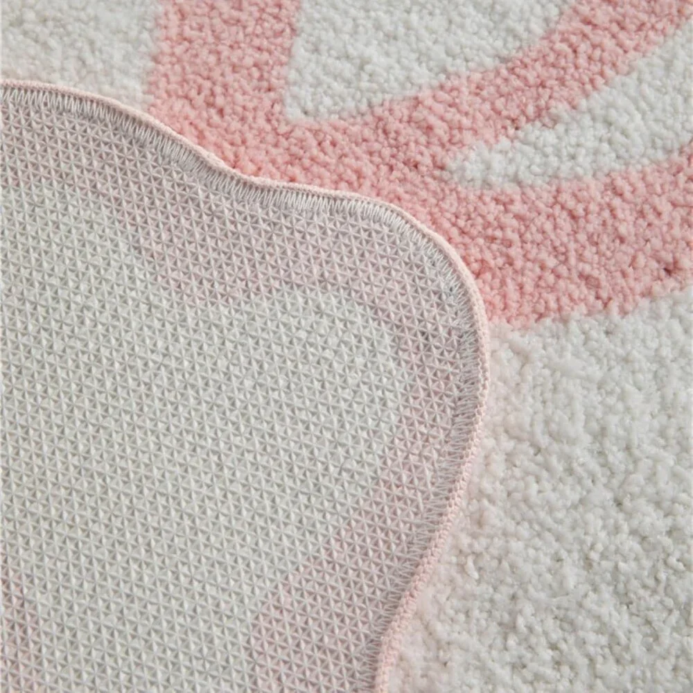 Pink Scalloped Bathroom Mat 26x18 Soft Absorbent Machine Washable Floor Mats
